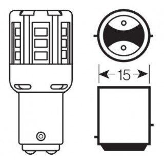 Диодна крушка (LED крушка) 12V, P21/5W, BAY15d, блистер 2бр. Osram